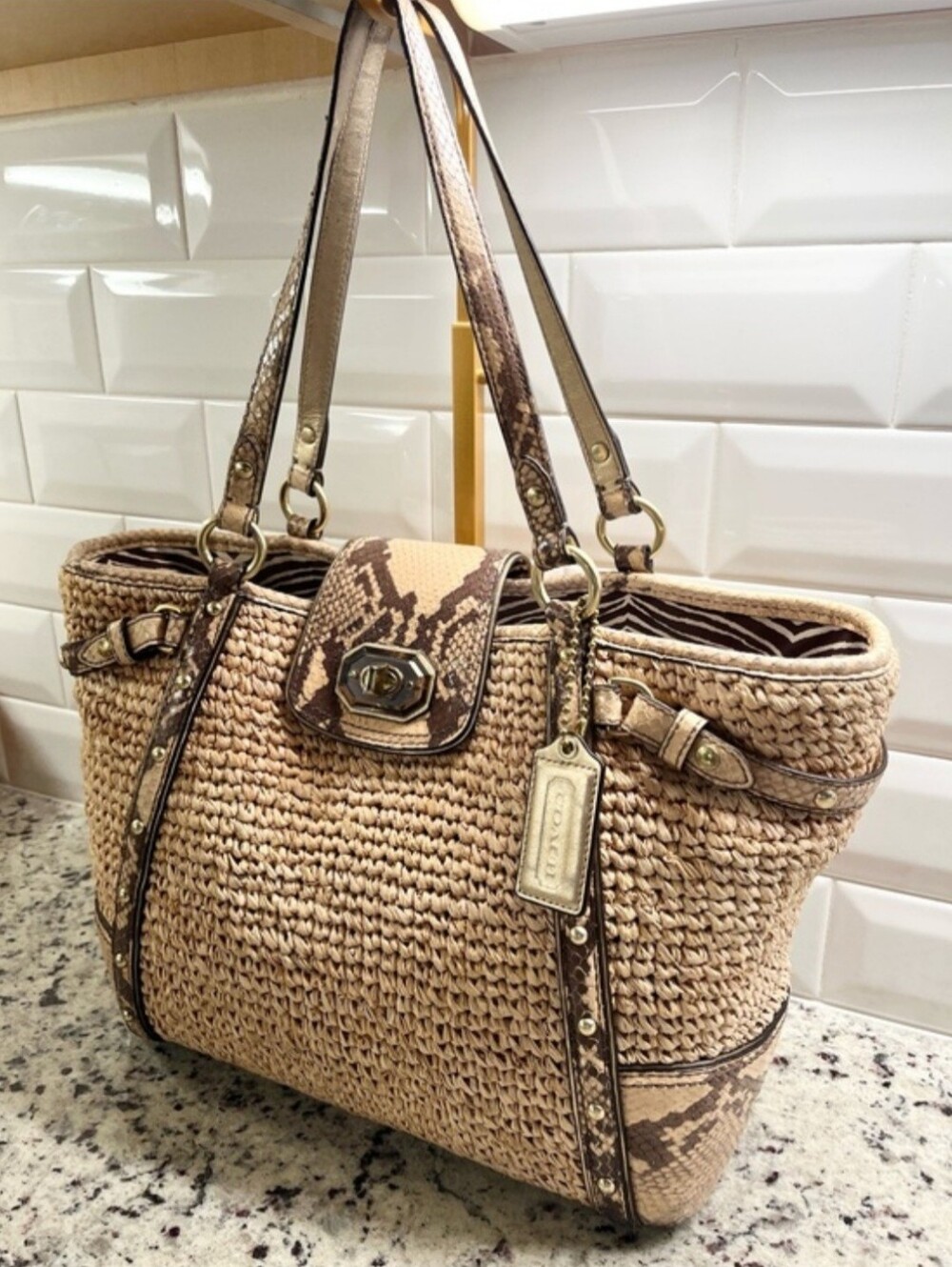 Coach Natalie Python & Raffa Tote - Picture 3 of 16